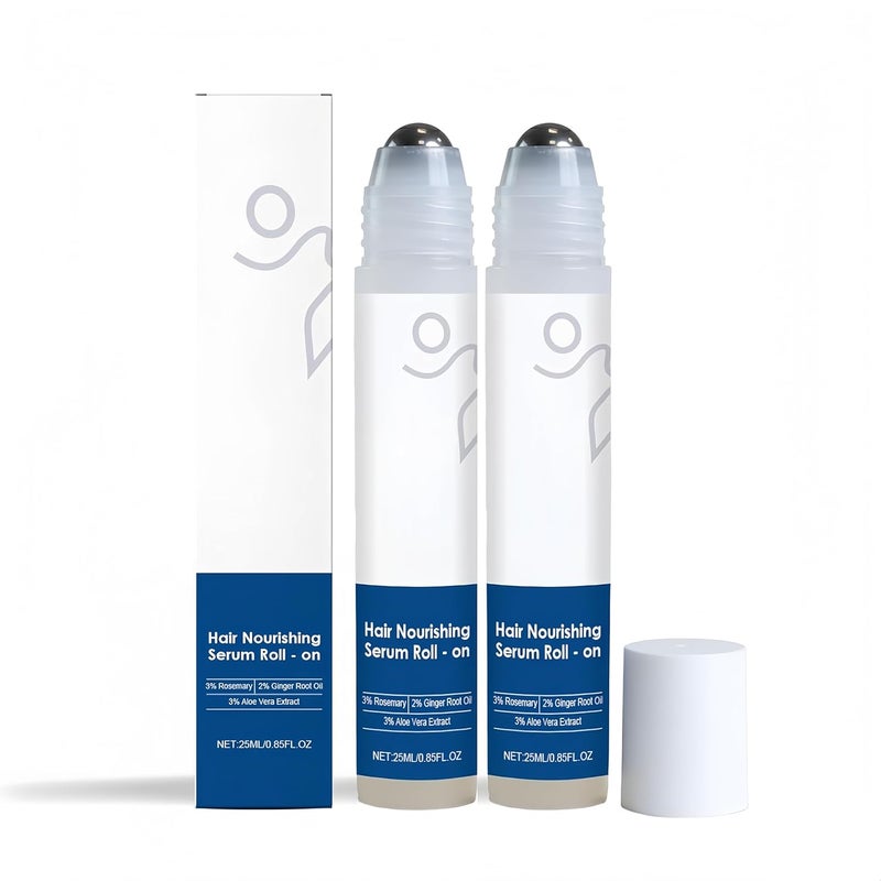 Rosemary Hair Growth Serum Roll-On for Women & Men, Rosemary Scalp Serum with Ginger Root Oil, Aloe Vera & Vitamin E for Thinning Hair, Hairline & Root Care, Thicker Fuller-Looking Hair, 2 x 25 ml - Image 1