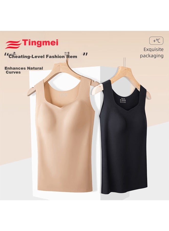 Gracewell Women's Thermal Vest With Chest Pad Autumn Winter Antibacterial Base Layer Invisible Foundation Underwear Skin Care Camisole Innerwear - Image 3