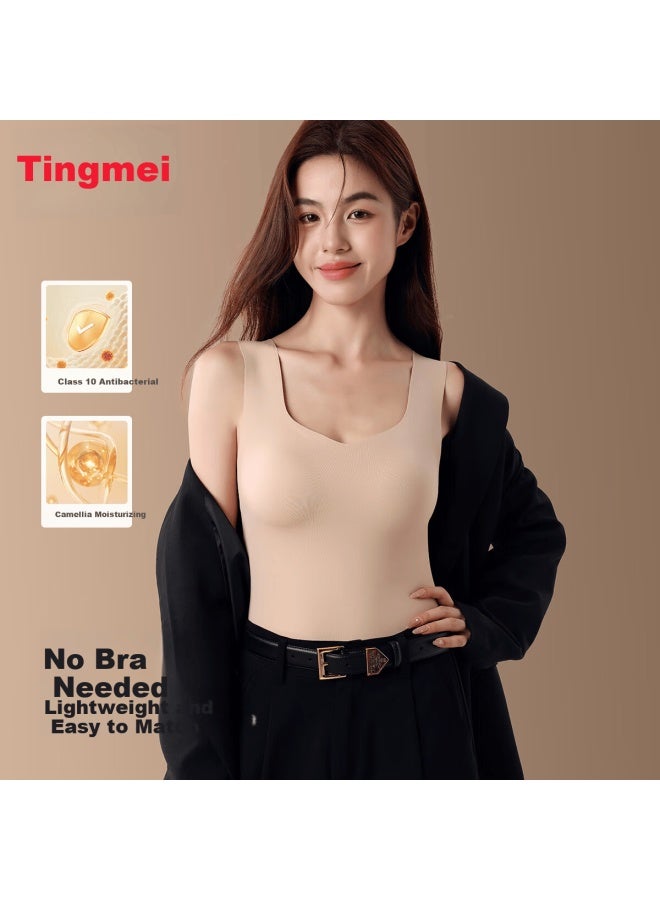 Gracewell Women's Thermal Vest With Chest Pad Autumn Winter Antibacterial Base Layer Invisible Foundation Underwear Skin Care Camisole Innerwear - Image 1