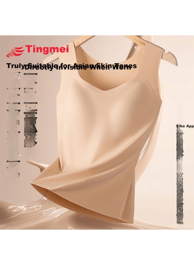 Gracewell Women's Thermal Vest With Chest Pad Autumn Winter Antibacterial Base Layer Invisible Foundation Underwear Skin Care Camisole Innerwear - Image 5