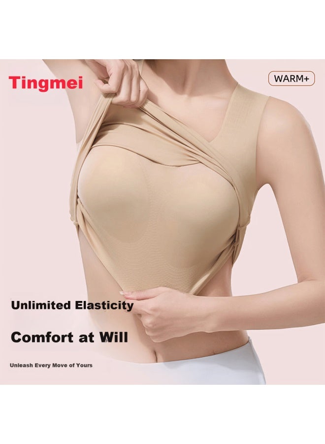 Gracewell Women's Thermal Vest With Chest Pad Autumn Winter Antibacterial Base Layer Invisible Foundation Underwear Skin Care Camisole Innerwear - Image 2