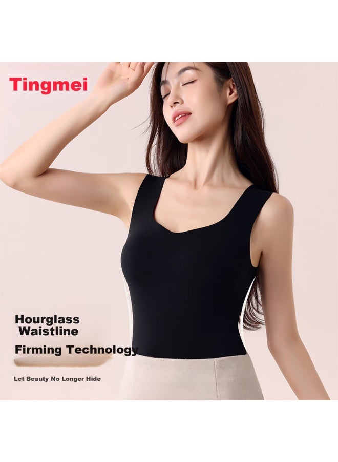 Gracewell Women's Thermal Vest With Chest Pad Autumn Winter Antibacterial Base Layer Invisible Foundation Underwear Skin Care Camisole Innerwear - Image 4