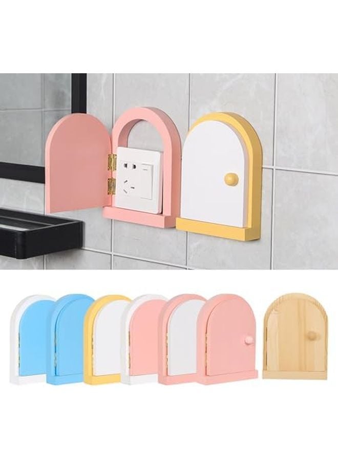 Powder White Door Shape Wood Outlet Cover Child And Pet Protective Switch Guard - Image 3