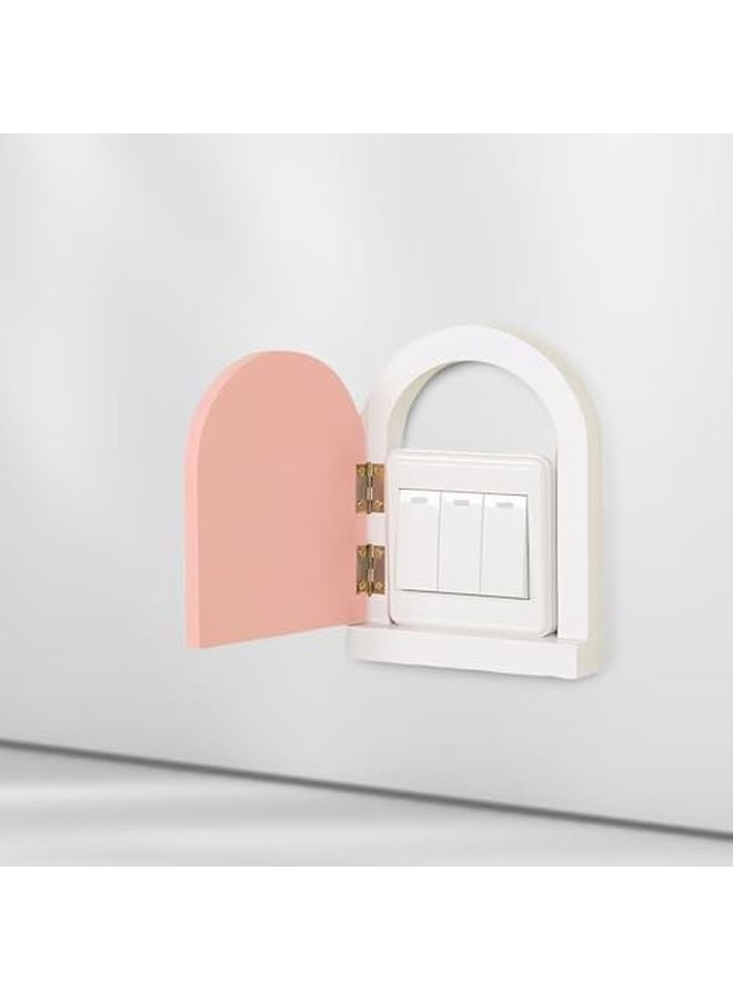 Powder White Door Shape Wood Outlet Cover Child And Pet Protective Switch Guard - Image 5