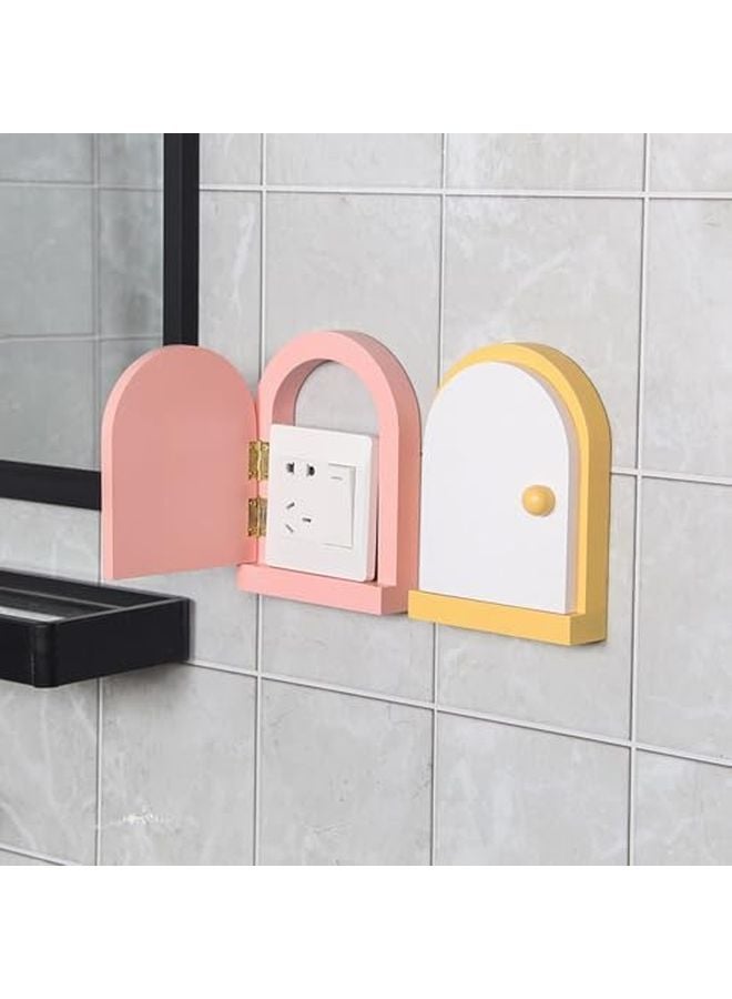 Powder White Door Shape Wood Outlet Cover Child And Pet Protective Switch Guard - Image 4