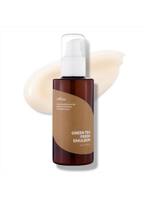 ISNTREE Green Tea Fresh Emulsion 120ml 4.05 fl.oz | Green tea extract from Jeju | Balances Oil & Moisture | Lightweight texture