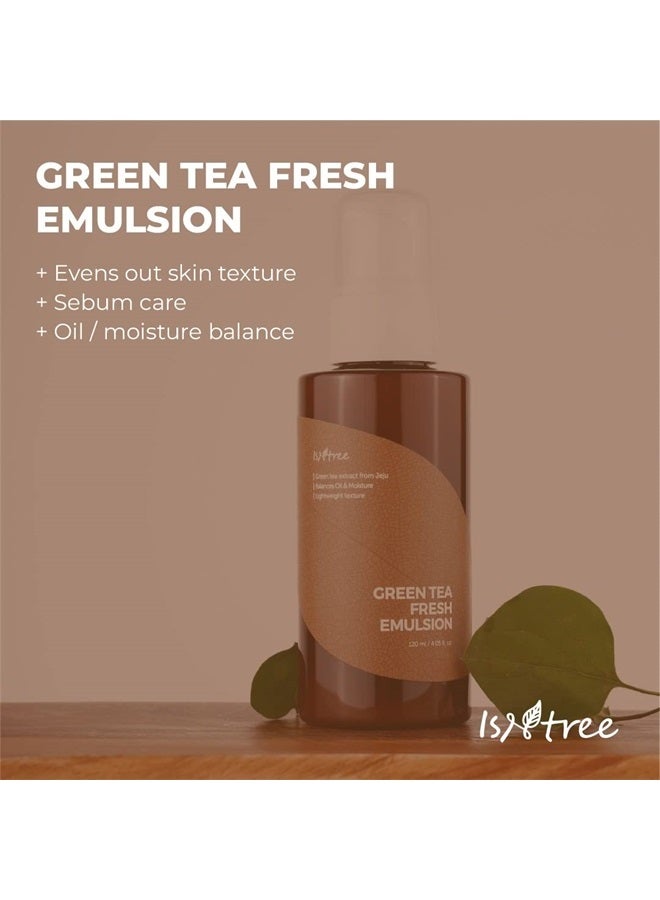 IsNtree مستحلب الشاي الأخضر المنعش من ISNTREE 120 مل 4.05 أونصة سائلة | مستخلص الشاي الأخضر من جيجو | يوازن بين الزيوت والرطوبة | ملمس خفيف - Image 2