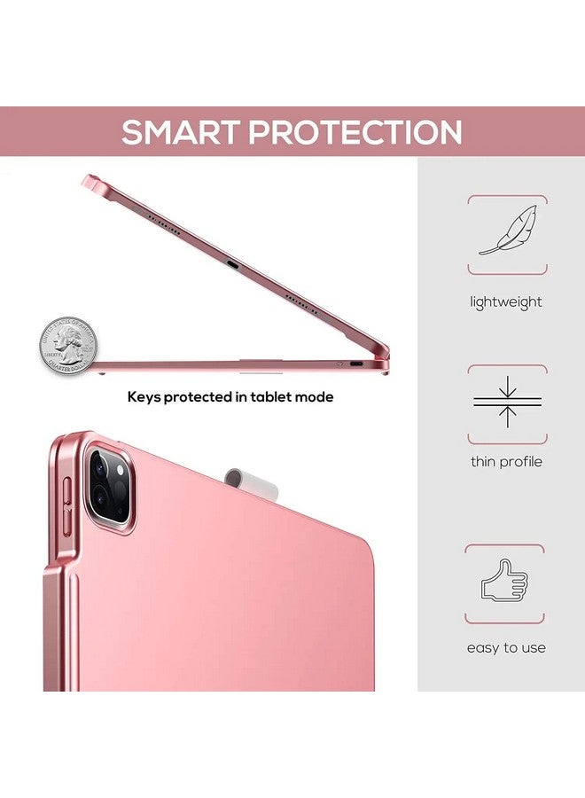typecase Flexbook Touch Keyboard Case for iPad Air 13 (M3/M2, 2025/2024), iPad Pro 13 (M4) & iPad Pro 12.9 (6th/5th/4th/3rd Gen), 11-Color Backlit,360° Rotatable, Pencil Holder (Rose Gold'25) - Image 4