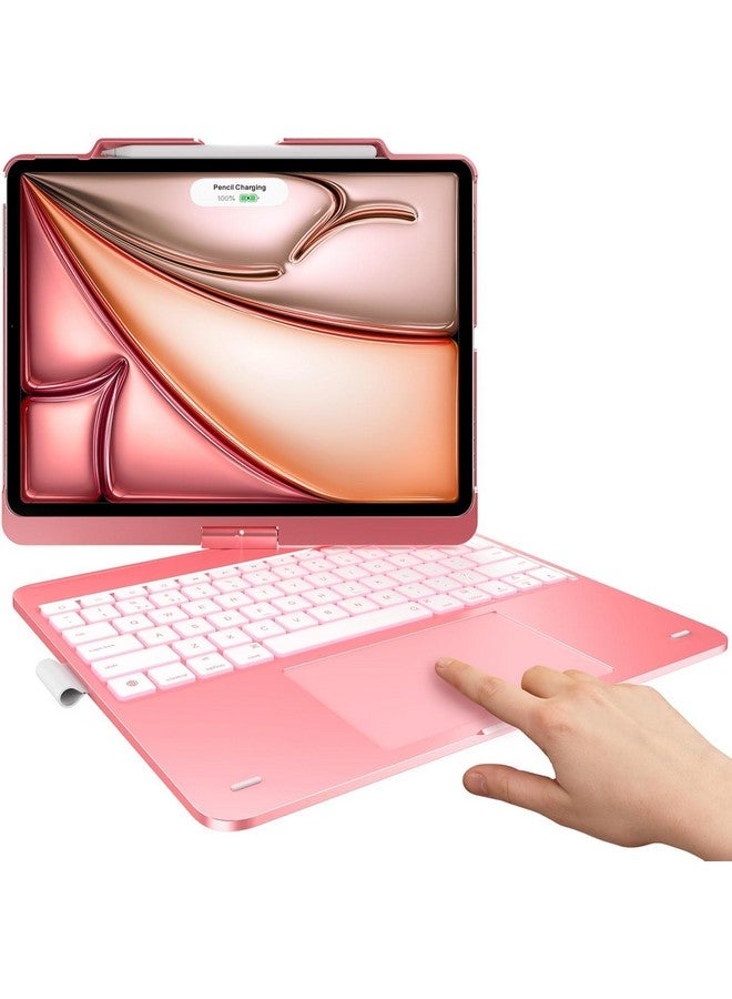 typecase Flexbook Touch Keyboard Case for iPad Air 13 (M3/M2, 2025/2024), iPad Pro 13 (M4) & iPad Pro 12.9 (6th/5th/4th/3rd Gen), 11-Color Backlit,360° Rotatable, Pencil Holder (Rose Gold'25) - Image 1