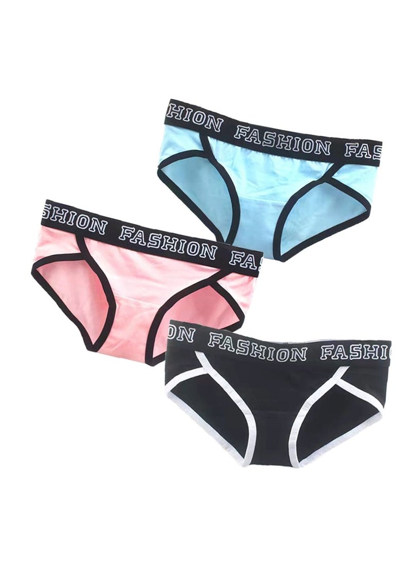Zeemey - Zeemey 3-Piece Cotton Bikini Breathable Panties Low Waist Fashionable Ladies Charming Thick Bottom - Image 1