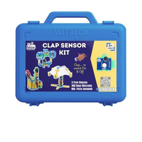 WitBlox Clap Sensor Kit,DIY Sound-Activated STEM Building Set Kit for Kids Age 8-12,Make 6+ Projects: Clap Lamp,Clap Car,Lung Tester,Sound Sensor,Birthday Gift,School Science Robotics Project,180 Pcs - Image 1