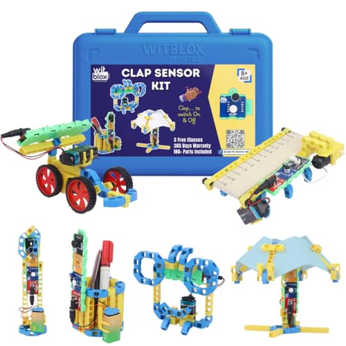 WitBlox Clap Sensor Kit,DIY Sound-Activated STEM Building Set Kit for Kids Age 8-12,Make 6+ Projects: Clap Lamp,Clap Car,Lung Tester,Sound Sensor,Birthday Gift,School Science Robotics Project,180 Pcs - Image 2