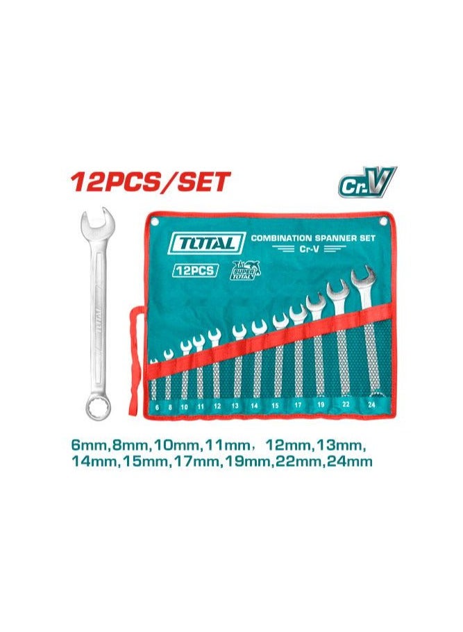 TOTAL 12-Piece 6-24mm Ratcheting Wrench Set - THT1022121 - Total