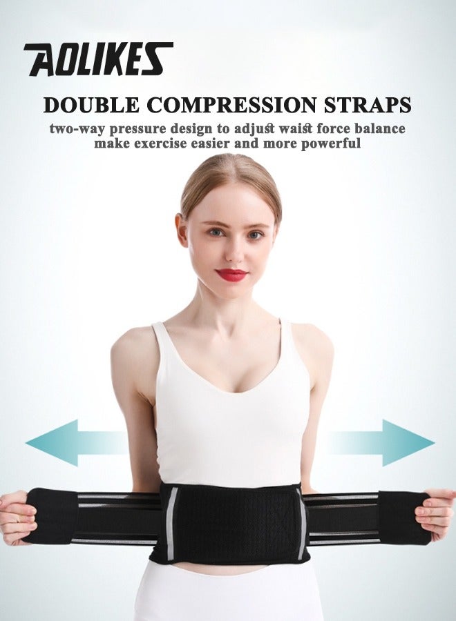 AOLIKES Waist Trimmer with Night Vision Reflective Safety Strips, Back Support Belt with 4-Spring Support for Men and Women, Breathable & Adjustable Waist Trainer for Back Pain Relief, Posture Correction and Enhanced Core Stability, Improve Posture, Ideal for Sports, Office, Daily Use (Black, L) - Image 4