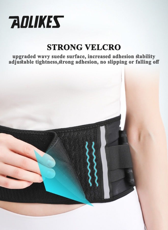 AOLIKES Waist Trimmer with Night Vision Reflective Safety Strips, Back Support Belt with 4-Spring Support for Men and Women, Breathable & Adjustable Waist Trainer for Back Pain Relief, Posture Correction and Enhanced Core Stability, Improve Posture, Ideal for Sports, Office, Daily Use (Black, L) - Image 5