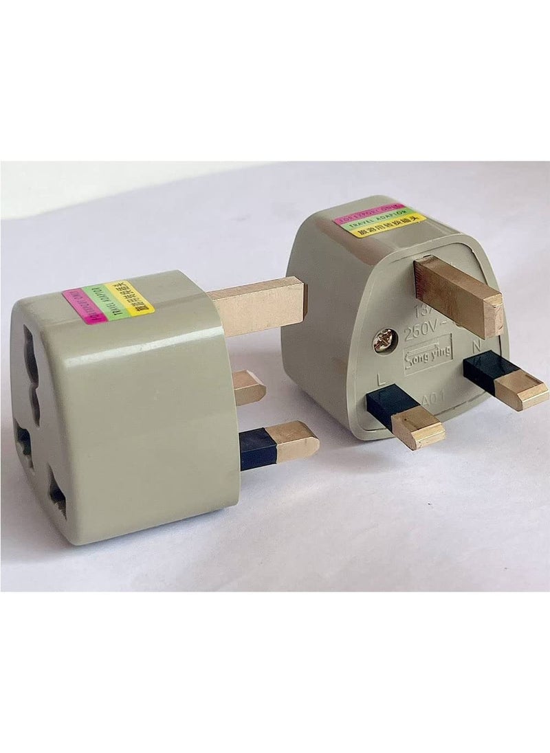 HI PLASST PINS N PLUGS HiPLASST TypeG Universal Travel UK Socket Grounded 3Prong Plug with Rectangular Flat Pins Adapter Converter for England Dubai Hongkong Ireland Wales Scotland Singapore Green Pack of 2  - Image 1