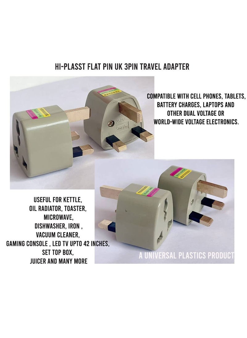 HI PLASST PINS N PLUGS HiPLASST TypeG Universal Travel UK Socket Grounded 3Prong Plug with Rectangular Flat Pins Adapter Converter for England Dubai Hongkong Ireland Wales Scotland Singapore Green Pack of 2  - Image 3