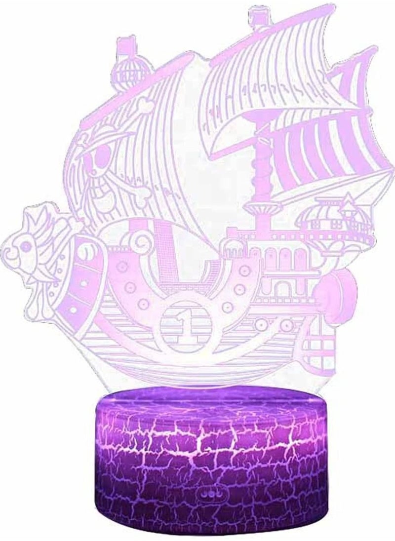 althiqahkey - Multicolour Pirate Ship Lamp 3D LED Night Light with Touch Remote 16 Colors Change Night Light Home Bedroom Decor New Year Gift Kids Bedroom Atmosphere Lamp - Image 1