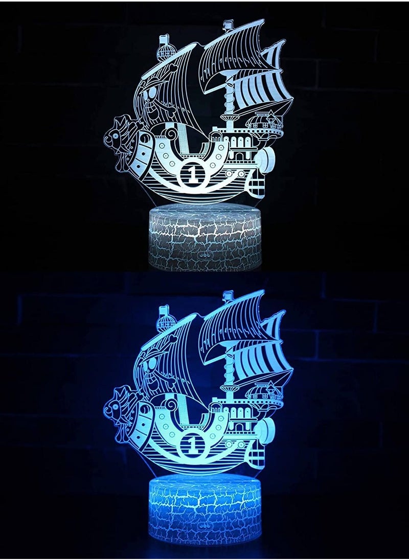 althiqahkey - Multicolour Pirate Ship Lamp 3D LED Night Light with Touch Remote 16 Colors Change Night Light Home Bedroom Decor New Year Gift Kids Bedroom Atmosphere Lamp - Image 1