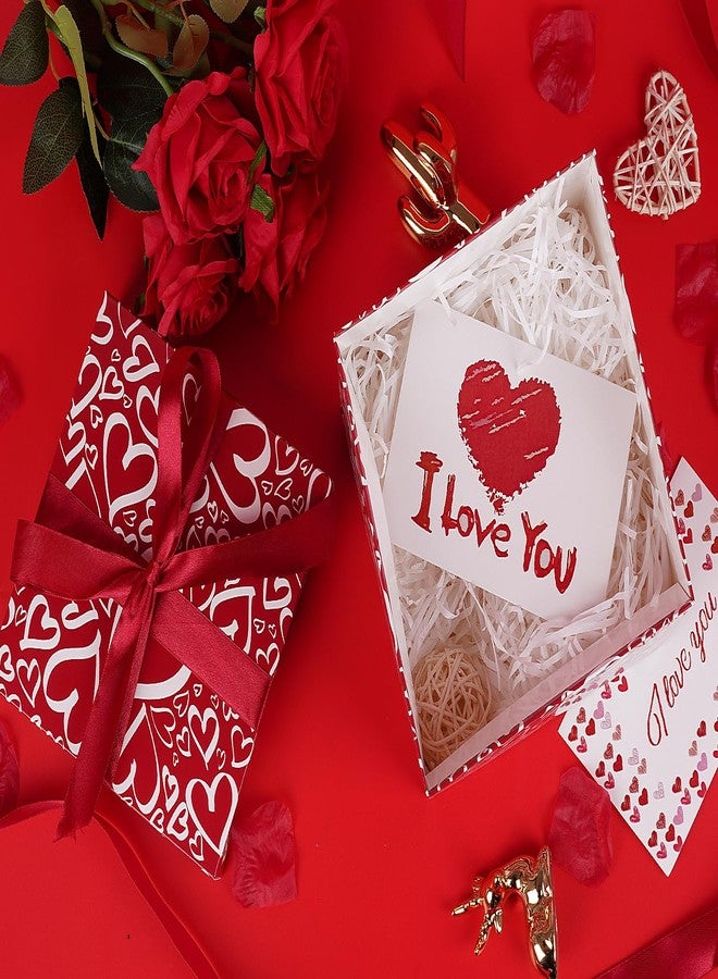 مجموعة جاي وايانغ المكونة من 5 علب هدايا حمراء لعيد الحب مع أغطية وشرائط وأوراق مناديل - علب هدايا مربعة - 7.1 بوصة - تغليف هدايا عيد الميلاد، زينة عيد الحب، علب هدايا حفلات أعياد الميلاد والذكرى السنوية. - Image 5