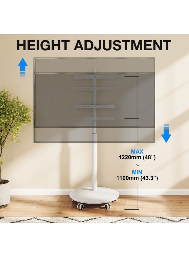 Rfiver Mobile TV Stand for 32–65 Inch TVs, Rolling TV Cart with Hidden Wheels, Height Adjustable & 90° Swivel, VESA Up to 400x400 mm, Heavy-Duty Floor TV Stand, 40 kg Capacity, Black | TF1203 - Image 4