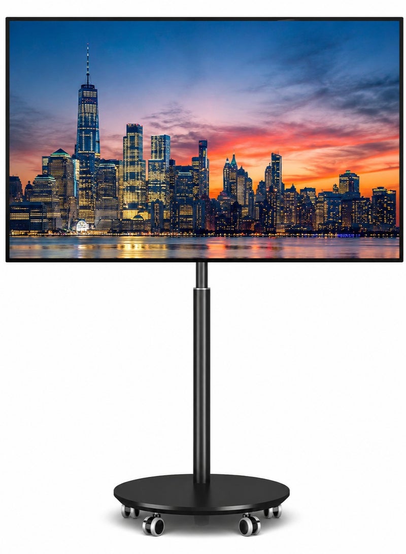Rfiver Mobile TV Stand for 32–65 Inch TVs, Rolling TV Cart with Hidden Wheels, Height Adjustable & 90° Swivel, VESA Up to 400x400 mm, Heavy-Duty Floor TV Stand, 40 kg Capacity, Black | TF1203 - Image 1