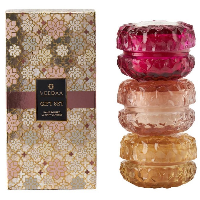 Crystal Glass Trio Candles Gift Set Style 2