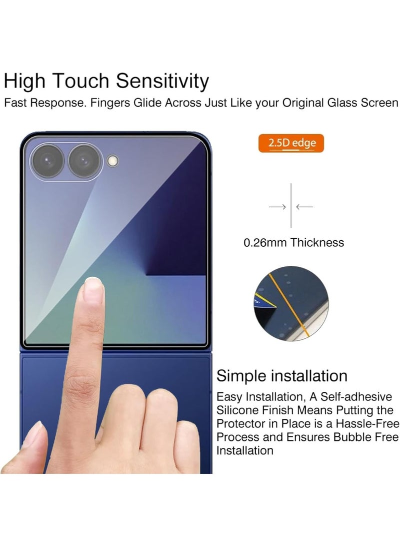 Muzz Screen Protector for Samsung Galaxy Z Flip 7 2025 HD Full Coverage Easy Installation Round Edge Scratch Resistant Bubble Free,9H Hardness Premium Quality Film Samsung Galaxy Z Flip7 5G Black - Image 3