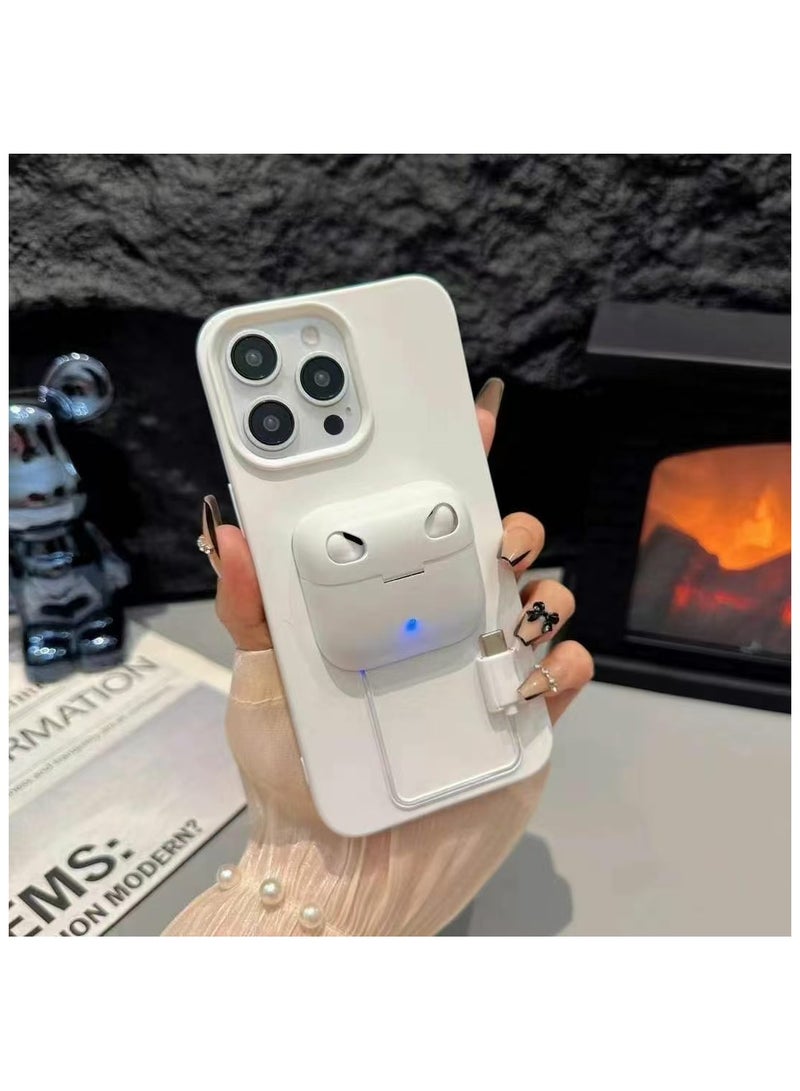 BlueFire 2-in-1 Integrated Mobile Phone Case with AirPods 3/4 Storage for iPhone 16 Pro Max – Waterproof Shockproof Silicone TPU Protective Cover with Wireless Charging Support, Eco-Friendly Slim Anti-Scratch Durable Soft Shell, Fashionable Case with Built-in Earphone Compartment, Stylish Multi-Functional Design for Apple iPhone 16 Pro Max Users - Image 1