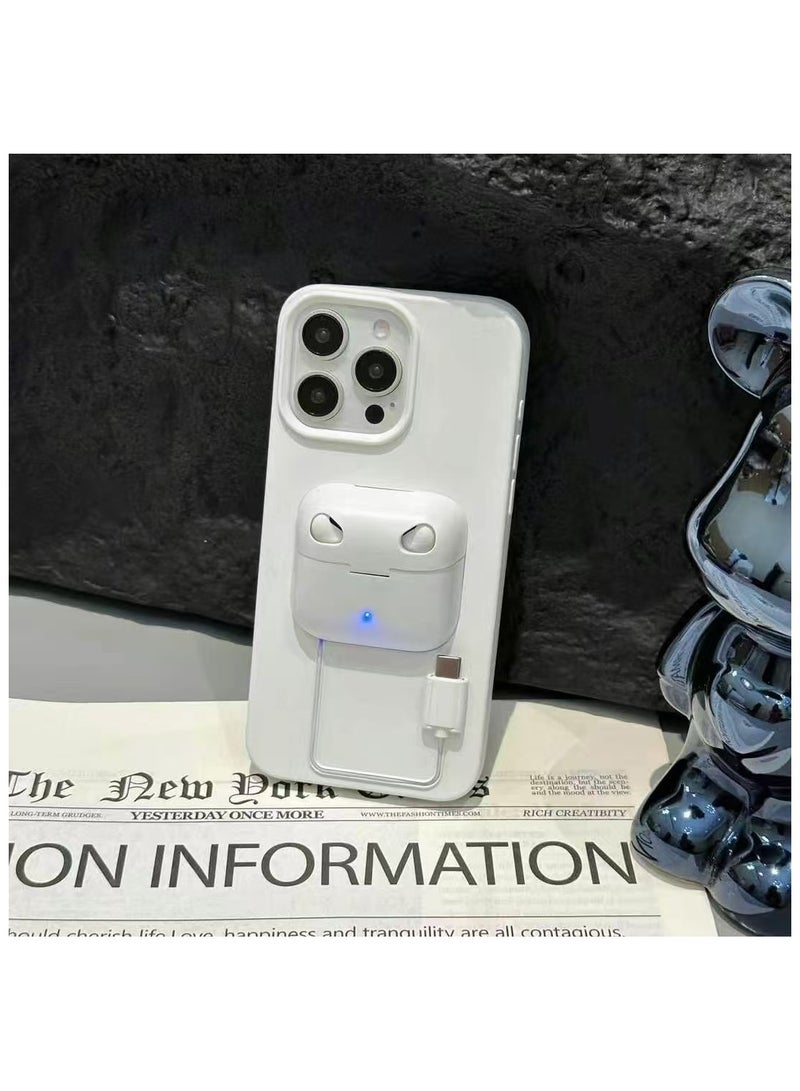 BlueFire 2-in-1 Integrated Mobile Phone Case with AirPods 3/4 Storage for iPhone 16 Pro Max – Waterproof Shockproof Silicone TPU Protective Cover with Wireless Charging Support, Eco-Friendly Slim Anti-Scratch Durable Soft Shell, Fashionable Case with Built-in Earphone Compartment, Stylish Multi-Functional Design for Apple iPhone 16 Pro Max Users - Image 2