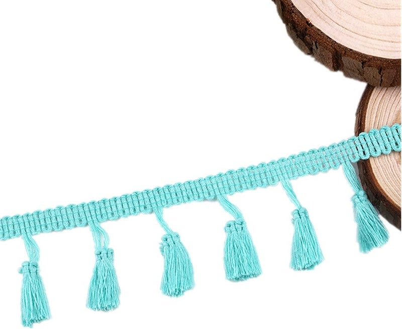 MSCFTFB 20 Yards Mini Tassel Fringe Trim,Boho Tassels Ribbon for Women,1.6inch Wide Sewing Fabric Lace for DIY Jewelry Clothing Bag Curtain Home Party Decor(Turquoise) - Image 2
