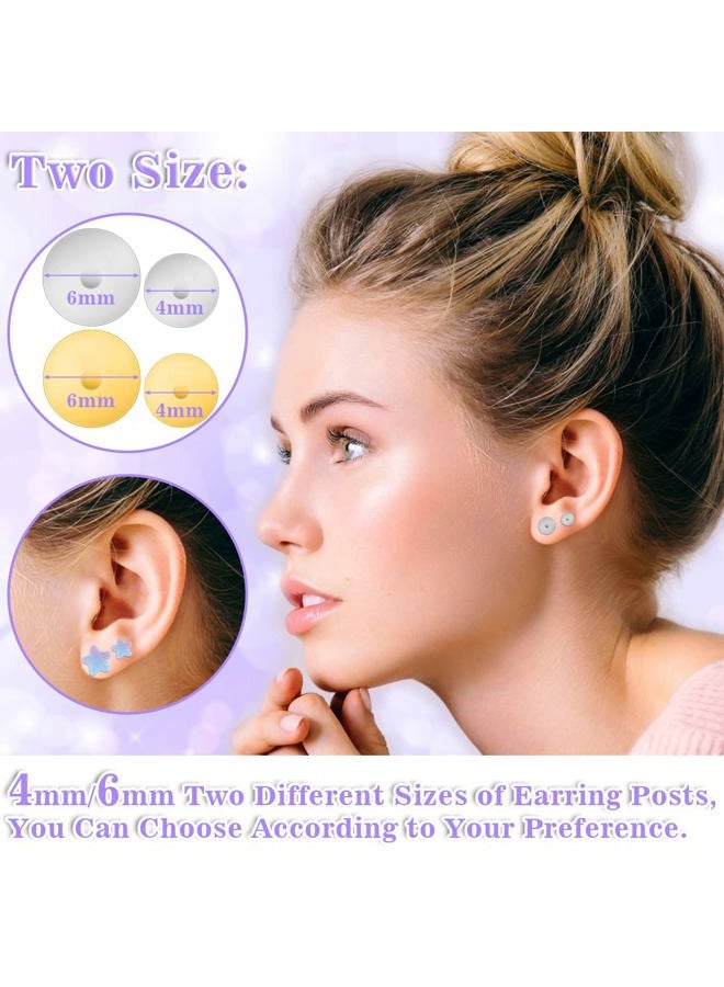 anezus Jewelry Glue with Earring Posts for Jewelry Making, 600pcs Stainless Steel Earring Posts and Backs Silver and Gold Earring Posts with Rubber Earring Backs for Earring Making Supplies - Image 4
