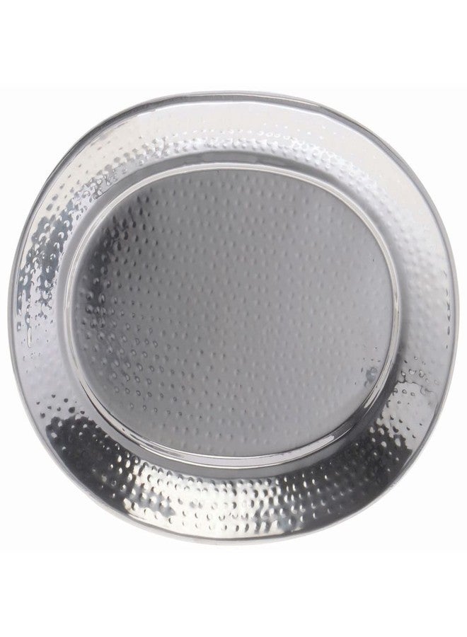 HUBERT Serving Tray with Hammered Finish Stainless Steel Oval - 15" L x 11" W x 1" H