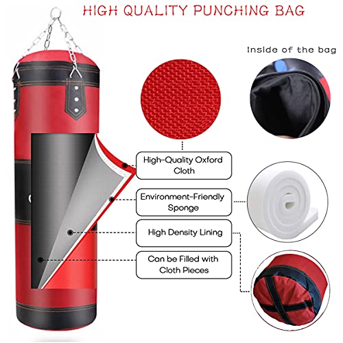 ZERUIDM Hanging Punching Bag Set Unfilled, Heavy Boxing Bag for Adults, Kickboxing Boxing Set with Hand Wraps, Punching Bag Hangers, for MMA Muay Thai Karate Taekwondo Training - Image 5