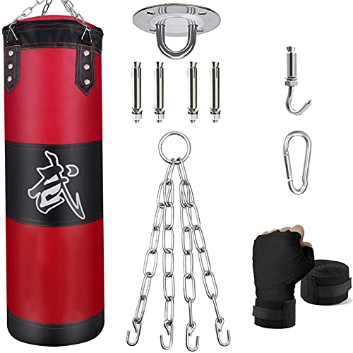 ZERUIDM Hanging Punching Bag Set Unfilled, Heavy Boxing Bag for Adults, Kickboxing Boxing Set with Hand Wraps, Punching Bag Hangers, for MMA Muay Thai Karate Taekwondo Training - Image 1