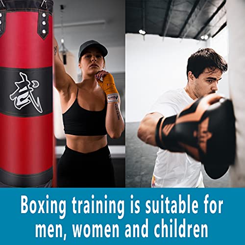 ZERUIDM Hanging Punching Bag Set Unfilled, Heavy Boxing Bag for Adults, Kickboxing Boxing Set with Hand Wraps, Punching Bag Hangers, for MMA Muay Thai Karate Taekwondo Training - Image 2
