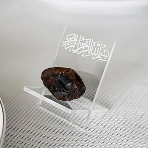 iwa concept Ramadan Date Holder Bismillah Islamic Calligraphy Iftar Party Ramadan Table Decoration Eid Mubarak Gift 6 Pcs Modern Design Transparent - Image 1
