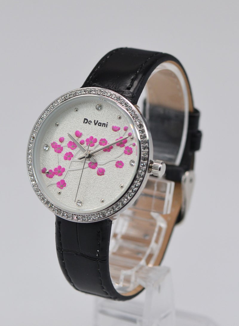 De Vani Women Wrist Watch By De Vani Black Leather Band  - Image 2