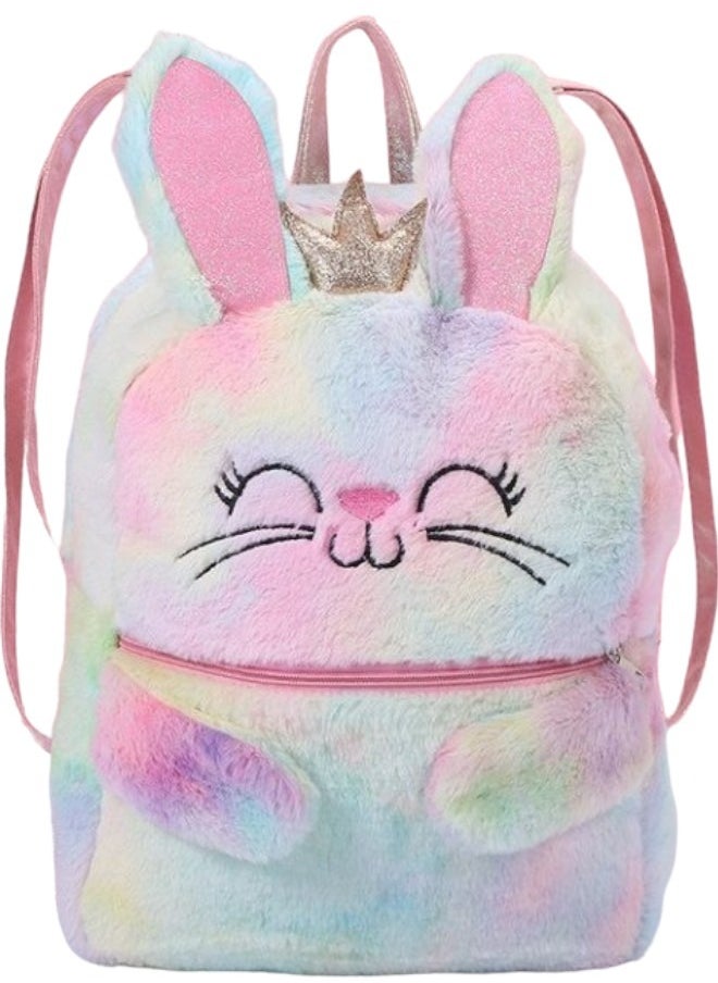 Toy Box Cute Cat Soft Plush School Backpack For Kids Girls Pink  - Image 1