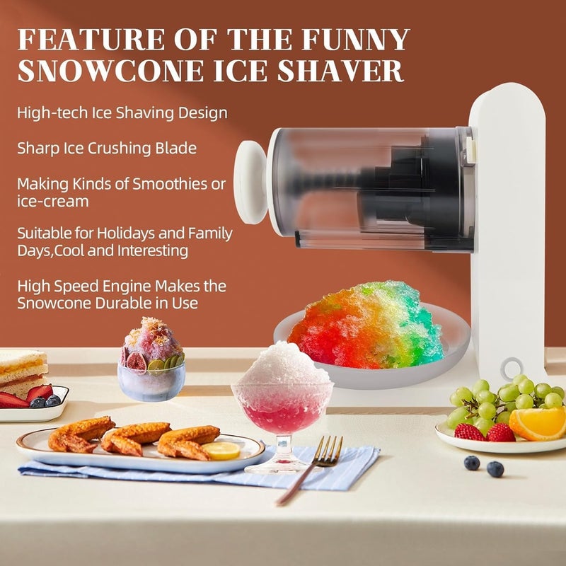 GION GION Shaved Ice Machine with 2 Silicone Ice Mold 1 Ice Tray 1 Cleaning Brush Kitchen TableTop Snow Cone Machine Ice Crusher for Slushies  - Image 5