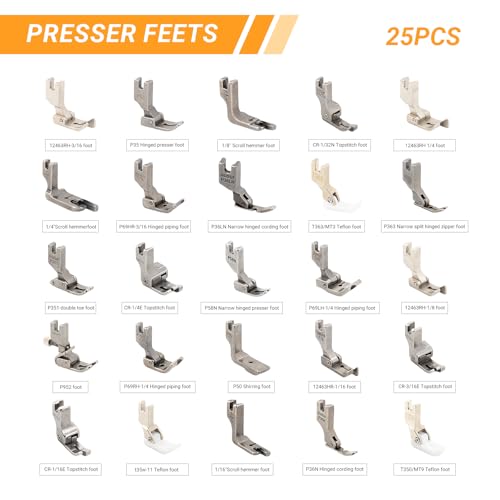 Elecbee Sewing Presser Foot Set 25Pcs, Sewing Machine Presser Feet Kit Accessories for JUKI DDL-5550 8500 8700 9000 Industrial Professional Domestic Sewing Machine - Image 2