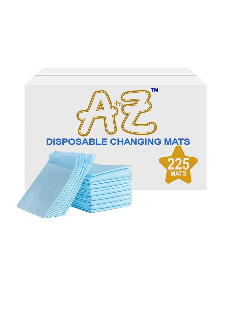 A TO Z A to Z - Disposable Changing Mat size (45cm x 60cm) Large- Premium Quality for Baby Soft Ultra Absorbent Waterproof - Pack of 225-Blue  - Image 1