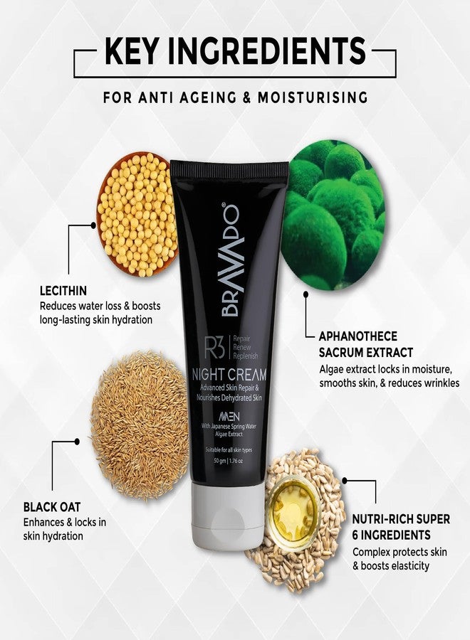 برافادو كريم برافادو آر 3 الليلي للرجال 50 غرام (عبوتان) | يُصلح، يُجدد، ويُرمم | عناية ليلية مرطبة بعمق | بشرة ناعمة ومنتعشة - Image 4