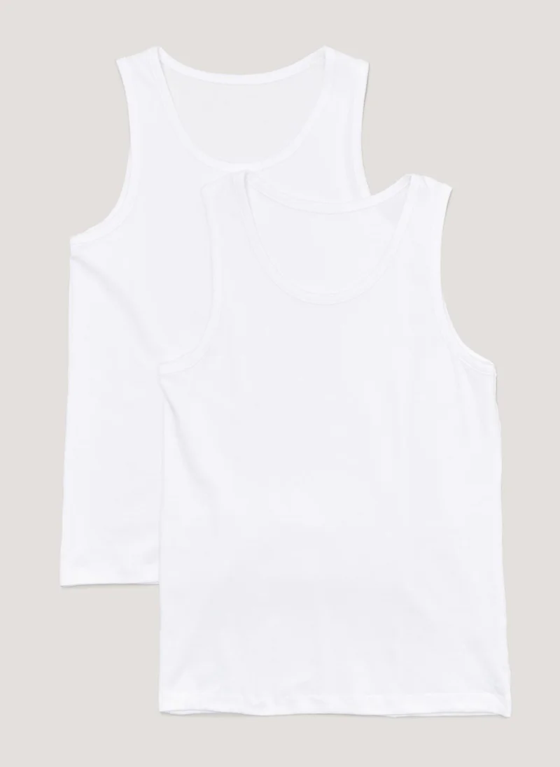 Matalan 2 Pack White Cotton Vests