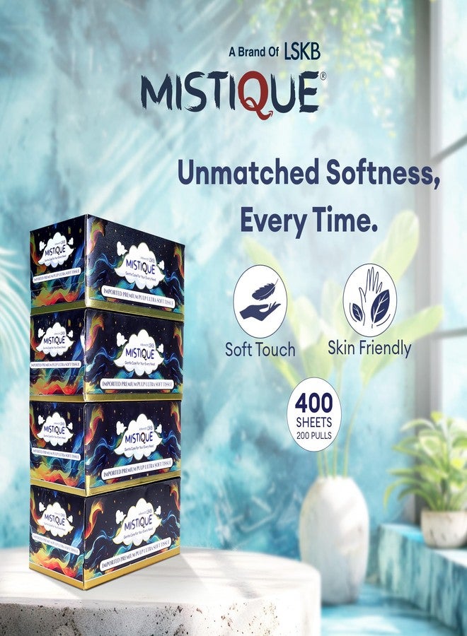 MISTIQUE 2 Ply Facial Tissue Paper Box | 800 Pulls | 200 Pulls x 4 Boxes | Natural Virgin Pulp | Ultra Soft, Skin Friendly & Highly Absorbent | Multipurpose Car, Home & Office Use - Image 5