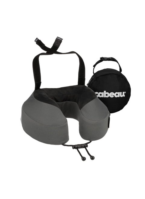 Cabeau Airplane Travel Pillow for Long Flights  Evolution S3  Supportive Memory Foam with Seat Straps to Secure Your Head and Neck and Provides 360 Support Steel Grey