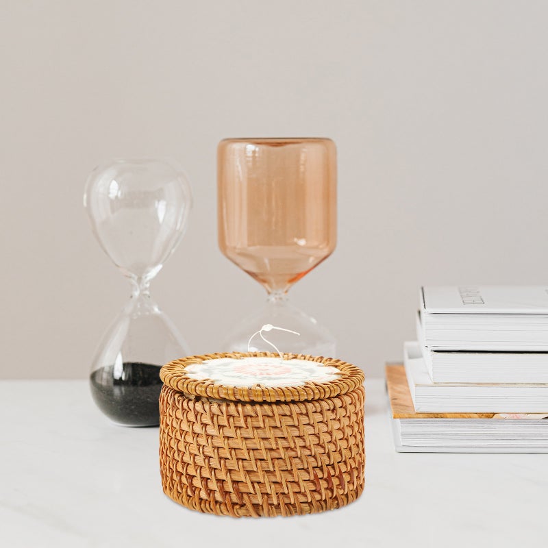 Woven Round Shape Basket Fruit Vegetables Serving Basket Rattan Tea Leaf Basket - Image 5