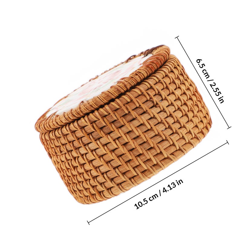 Woven Round Shape Basket Fruit Vegetables Serving Basket Rattan Tea Leaf Basket - Image 2