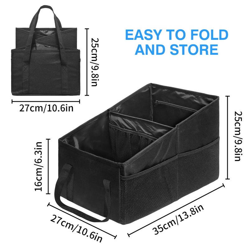 Grekos Car Organizer, Car Backseat Organizer for kids, Car Organizer with Divide, Handles and Multiple Mesh Pockets, Passenger Seat Organizer, Travel Accessories Collapsible Small Car Seat Storage Caddy - Image 3