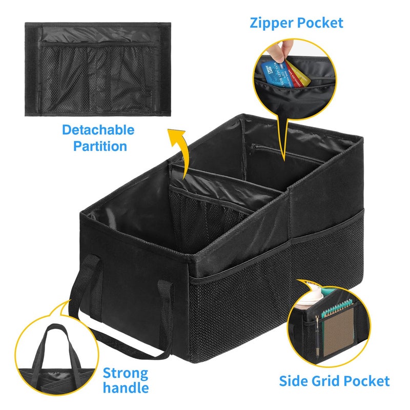 Grekos Car Organizer, Car Backseat Organizer for kids, Car Organizer with Divide, Handles and Multiple Mesh Pockets, Passenger Seat Organizer, Travel Accessories Collapsible Small Car Seat Storage Caddy - Image 5